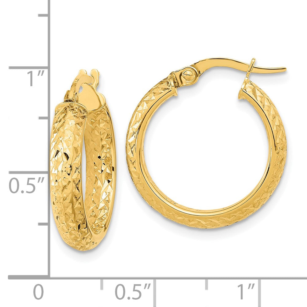 10k Polished and Diamond-cut Inside and Out Fancy Hoop Earrings