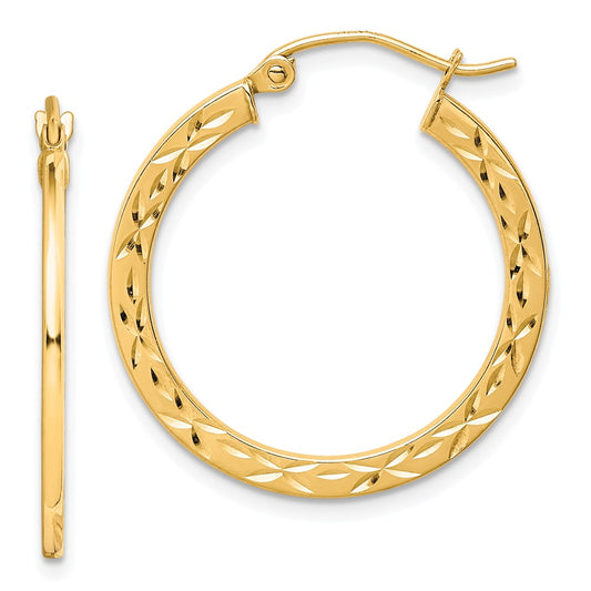 10K Diamond Cut Hollow Hoop Earrings
