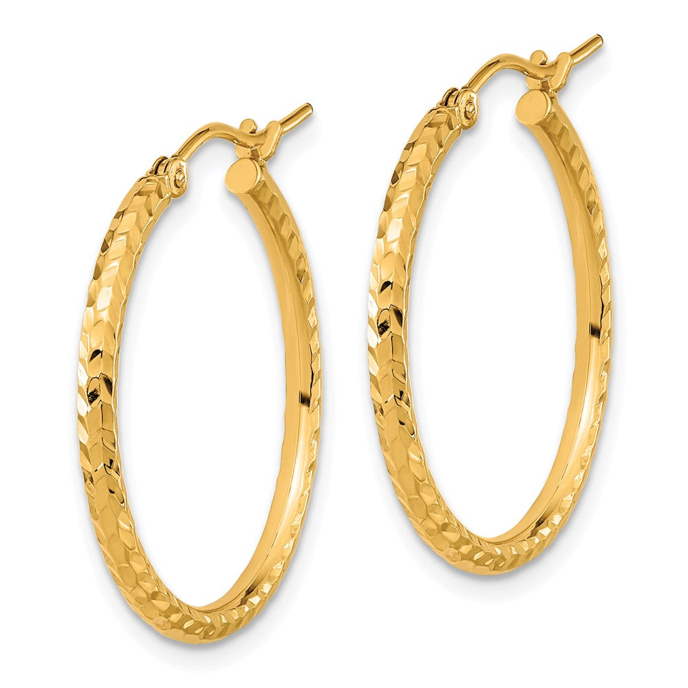 10k Diamond-cut 2mm Round Tube Hoop Earrings