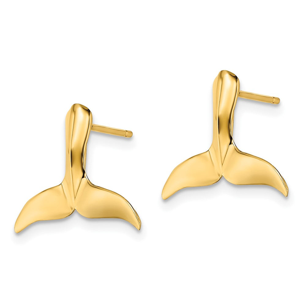 10K Yellow Gold 2-D Whale Tail Post Earrings