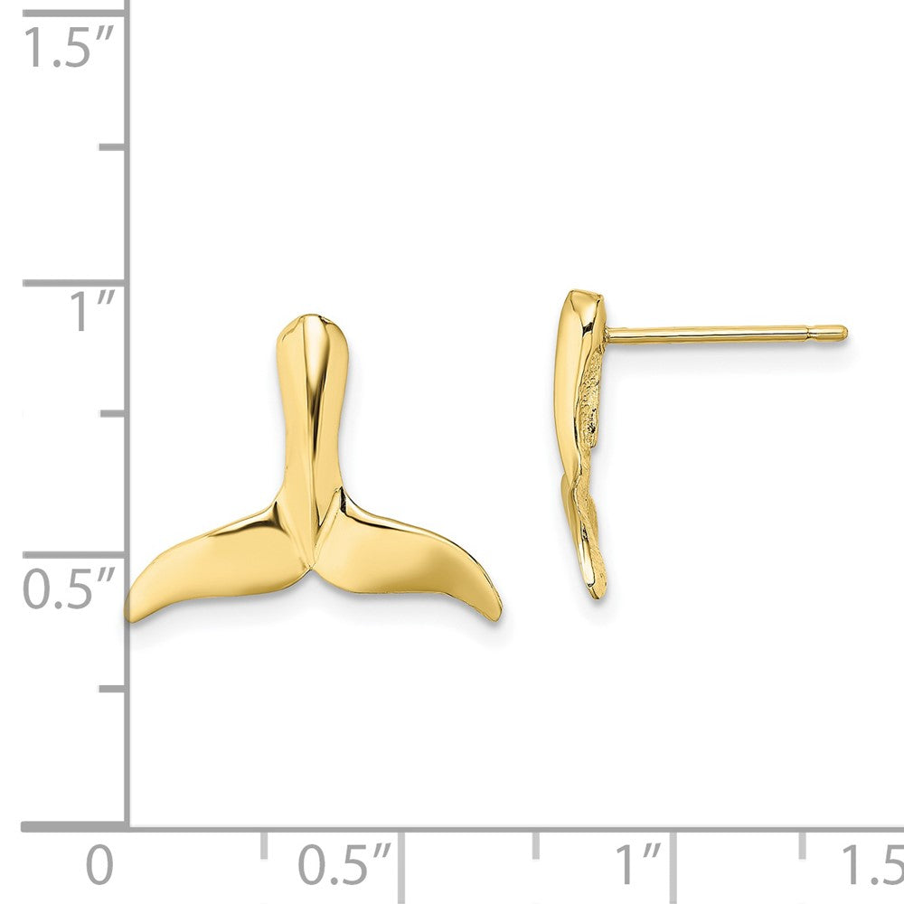 10K Yellow Gold 2-D Whale Tail Post Earrings