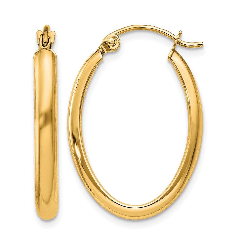 10k Polished 2.75mm Oval Tube Hoop Earrings