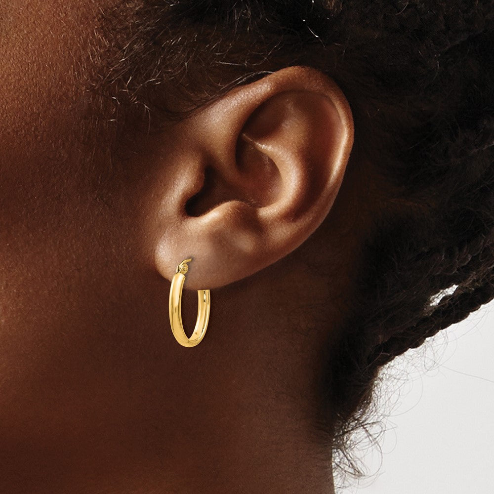 10k Polished 2.75mm Oval Tube Hoop Earrings