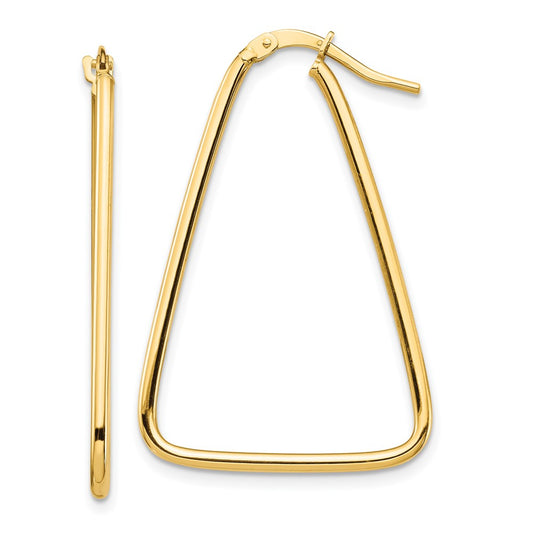 10k 1.5mm Polished Triangle Dangle Hoop Earrings