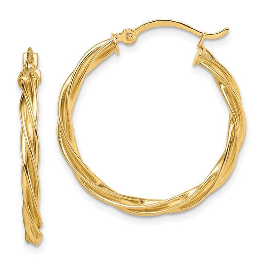 10k Polished Twisted 2.5mm Hoop Earrings