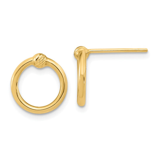 10k Polished & D/C Circle Post Earrings