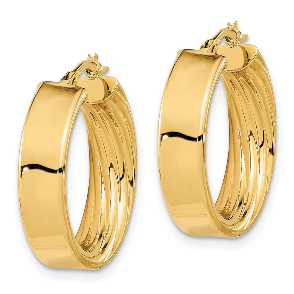 10k Polished and Textured Inside Hoop Earrings
