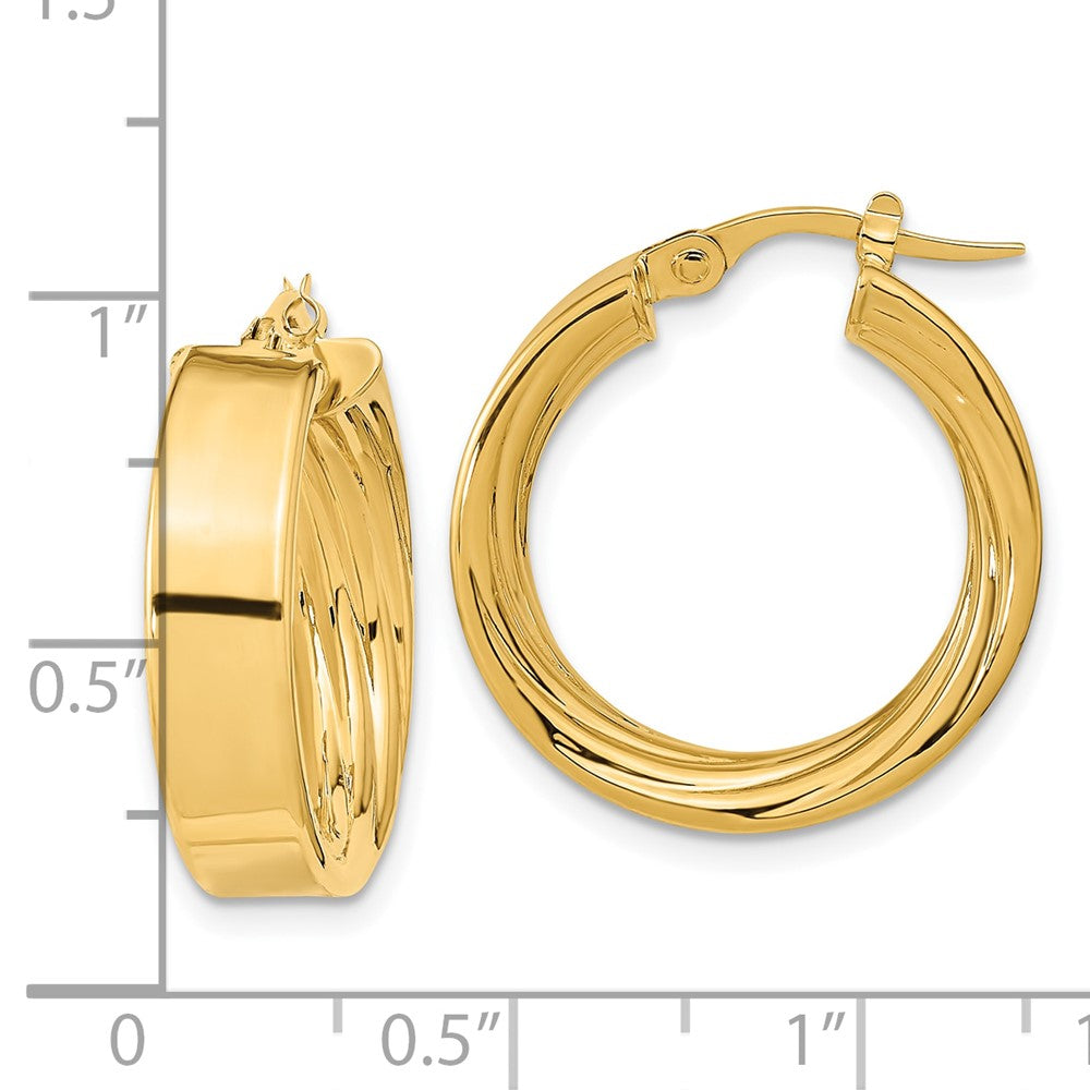 10k Polished and Textured Inside Hoop Earrings
