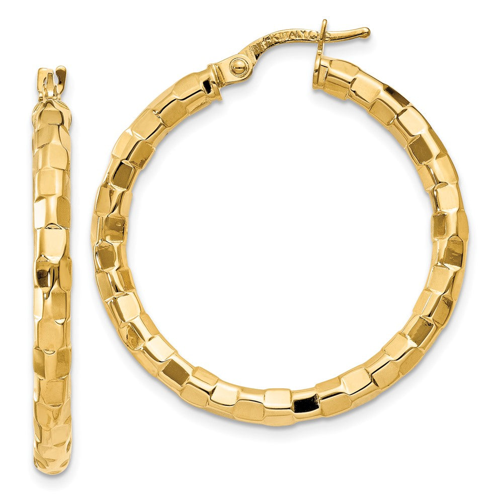 10k Polished/Textured Post Hoop Earring