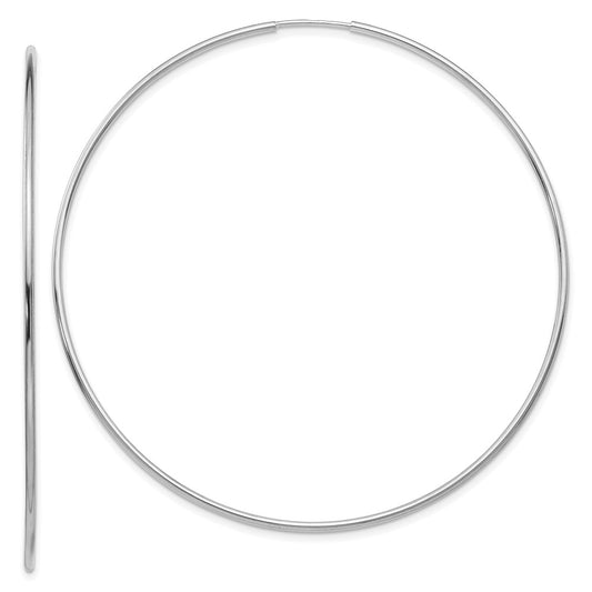 10k White Gold Polished Endless Tube Hoop Earrings