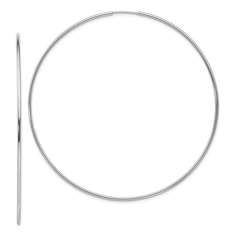 10k White Gold Polished Endless Tube Hoop Earrings