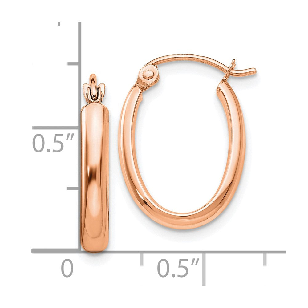 10k Rose Gold Polished Half-Round Oval Hoop Earrings