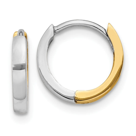 10k Two-tone 1.50mm Hinged Hoop Earrings