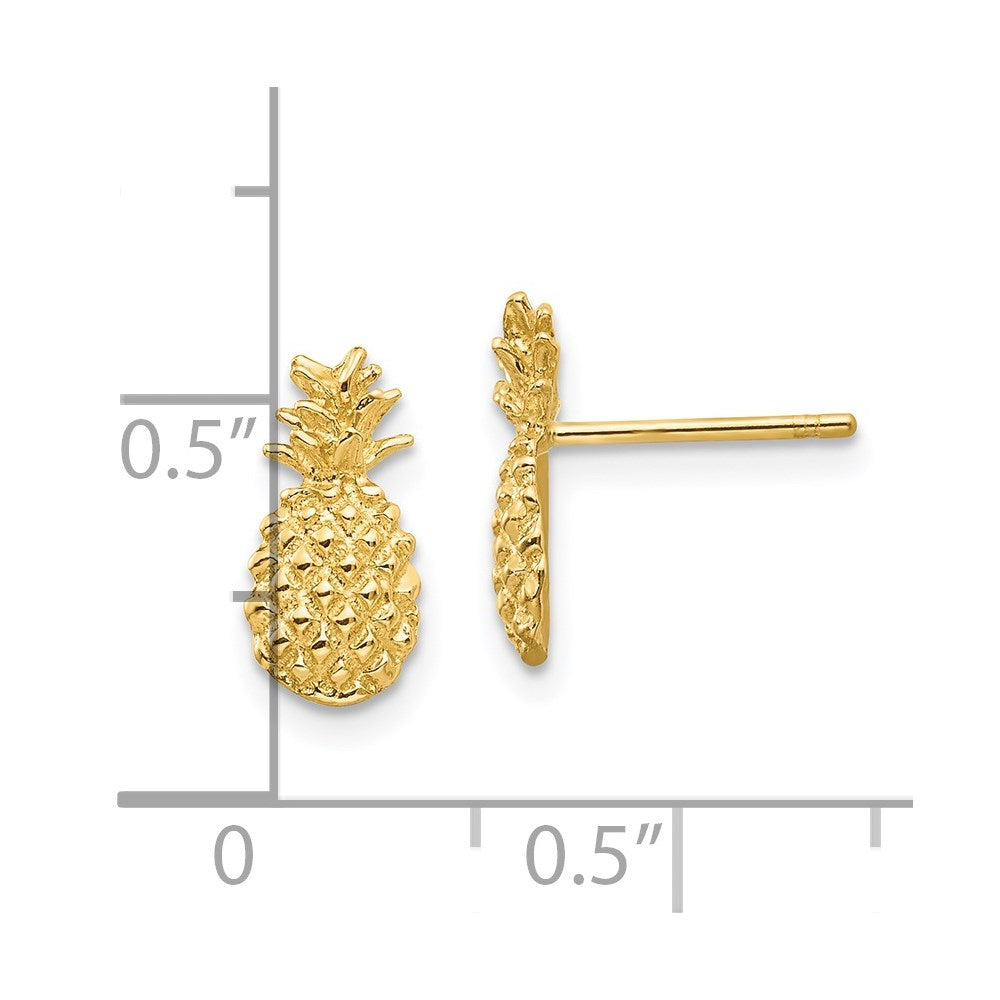 10K Polished Textured Pineapple Post Earrings