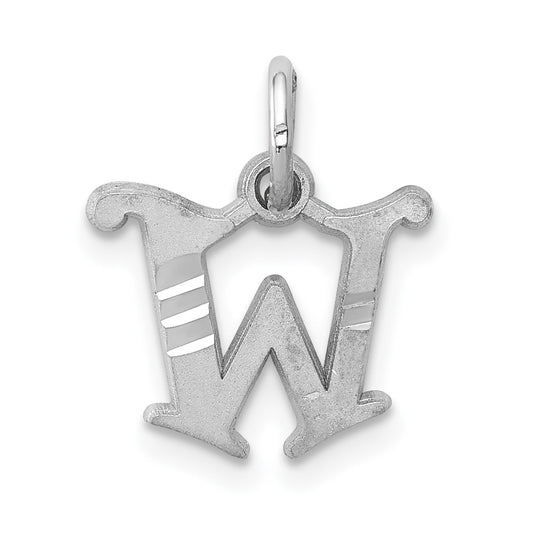 10K White Gold Diamond-cut Initial W Charm