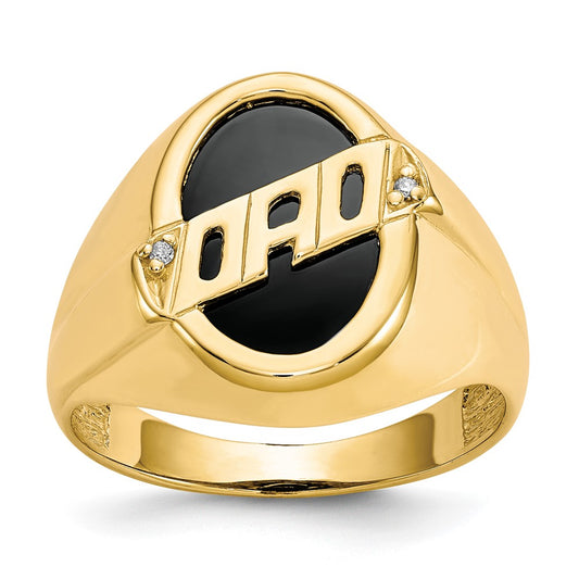 14k Men's Diamond and Black Onyx DAD Ring