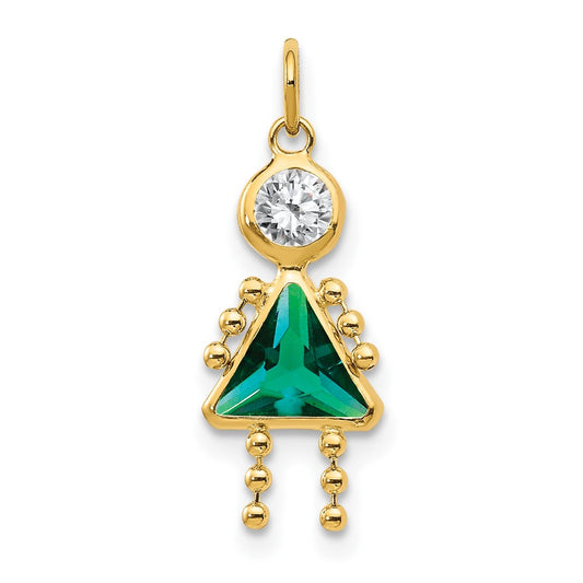 10k May Girl Birthstone Charm
