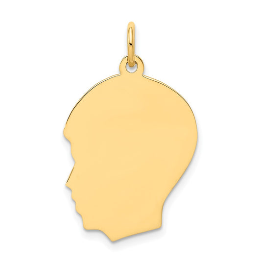 10K Plain Medium .013 Gauge Facing Left Engravable Boy Head Charm