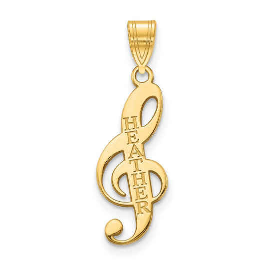10k Yellow Gold Personalized Music Note Pendant