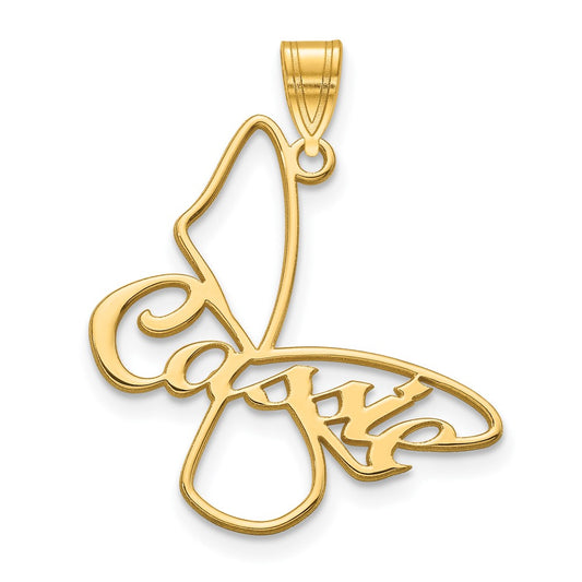 10k Yellow Gold Small Butterfly with Name Pendant