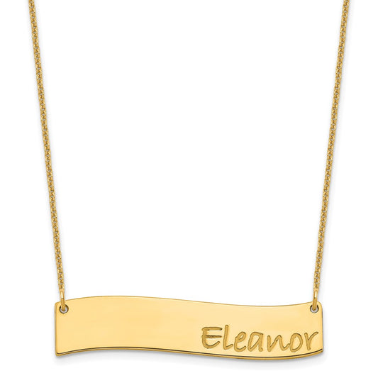 10k Yellow Gold Medium BRADLEY HAND Curved Bar Necklace