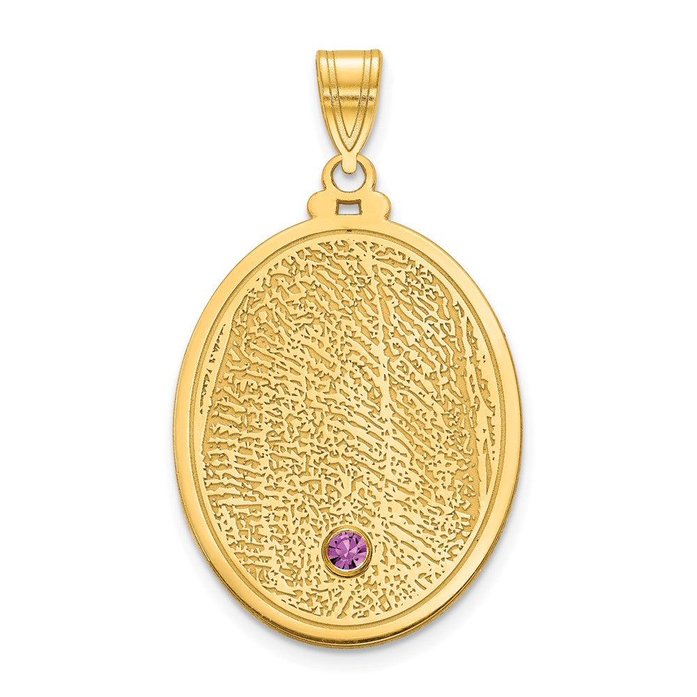 10ky Oval Fingerprint w/ 14k Bezel Birthstone Pendant