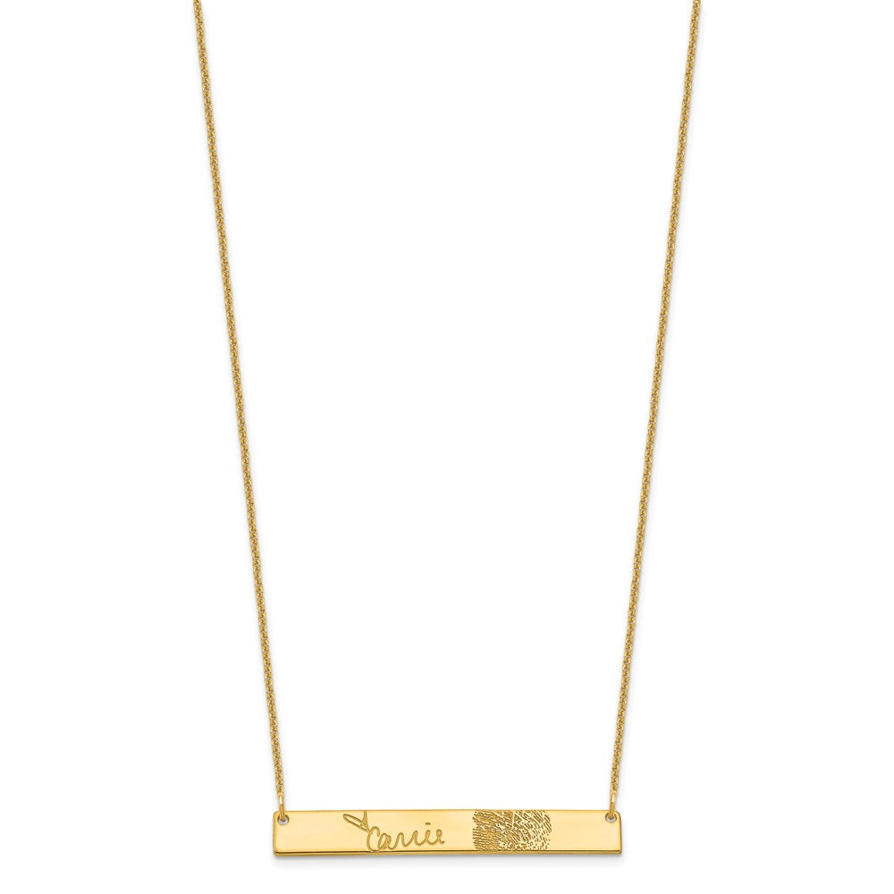 10k Yellow Gold Signature and Fingerprint Bar necklace