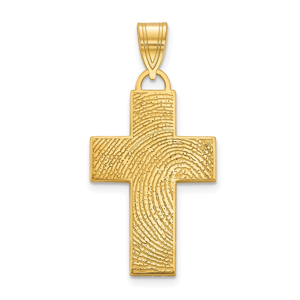 10k Yellow Gold Large Cross Fingerprint Pendant