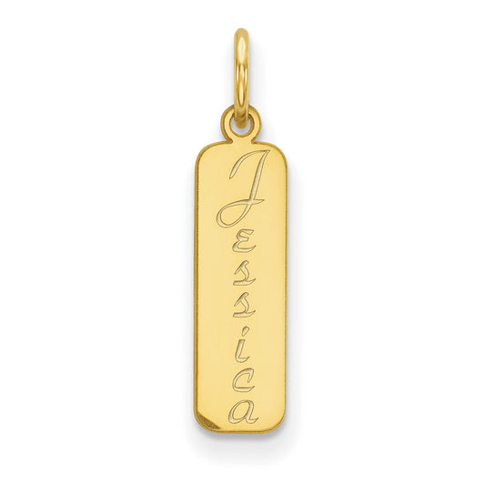 10k Yellow Gold Script Font Name Bar Charm