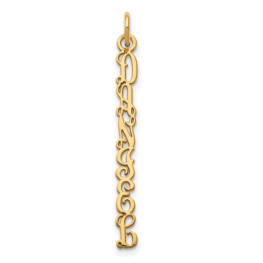 10k Yellow Gold QG Vine Font  Name Plate Charm