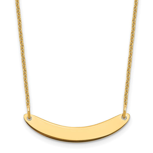 10k Yellow Gold Small Curved Blank Bar Necklace