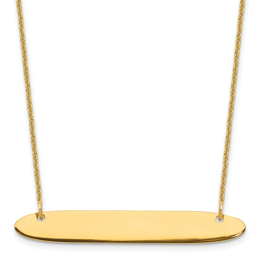 10k Yellow Gold Medium Oblong Blank Bar Necklace