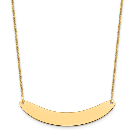 10k Yellow Gold Medium Curved Blank Bar Necklace