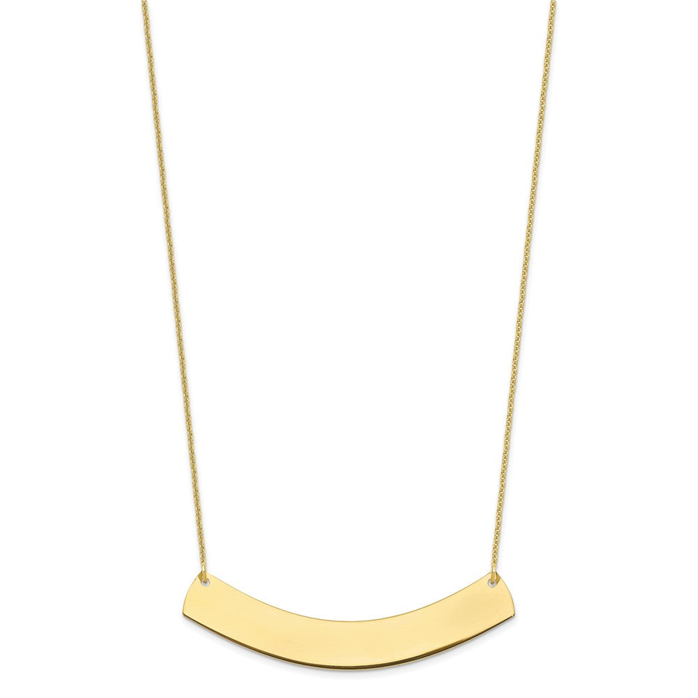 10k Yellow Gold Yellow Gold Large Curved Blank Bar Necklace