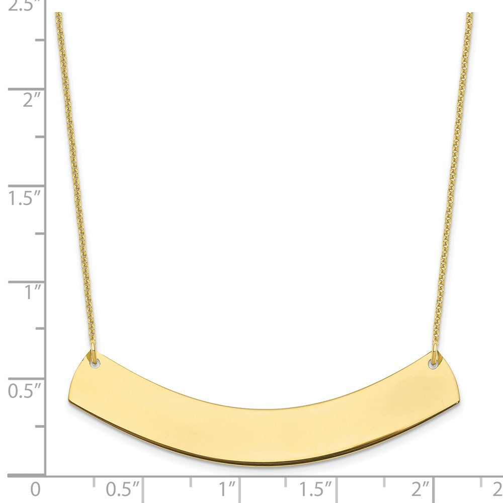 10k Yellow Gold Yellow Gold Large Curved Blank Bar Necklace