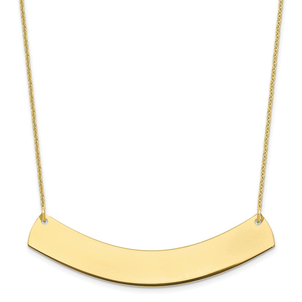 10k Yellow Gold Yellow Gold Large Curved Blank Bar Necklace