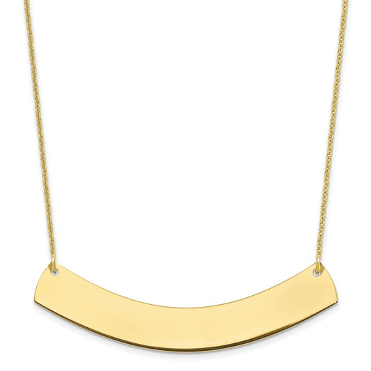 10k Yellow Gold Yellow Gold Large Curved Blank Bar Necklace