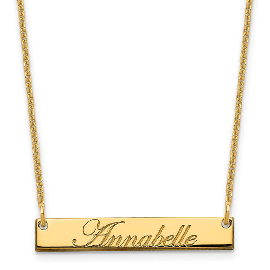 10k Yellow Gold Small EDWARDIAN SCRIPT Bar Necklace