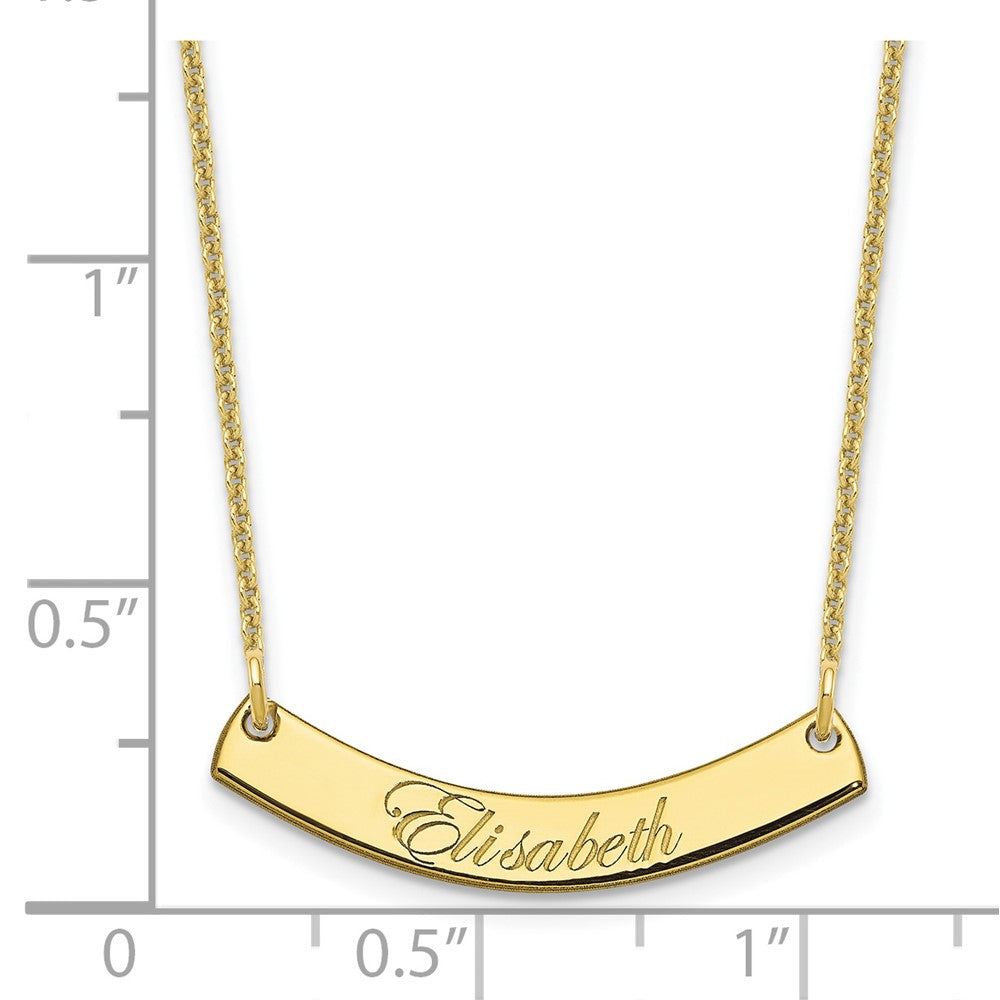 10k Yellow Gold Small EDWARDIAN SCRIPT Curved Bar Necklace