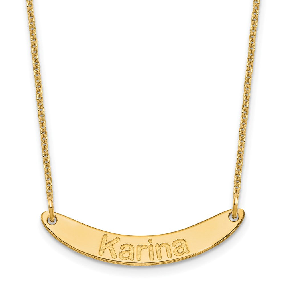 10k Yellow Gold Small ARIAL ROUNDED Curved Bar Necklace