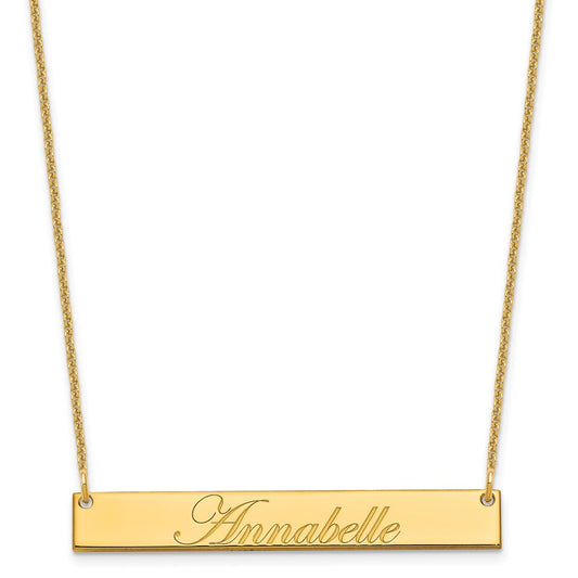 10k Yellow Gold Medium EDWARDIAN SCRIPT Bar Necklace