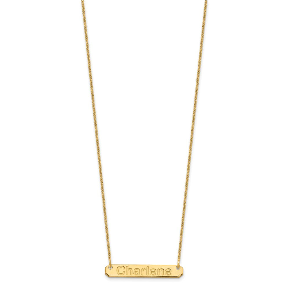 10k Yellow Gold Small ARIAL ROUNDED Bar Necklace