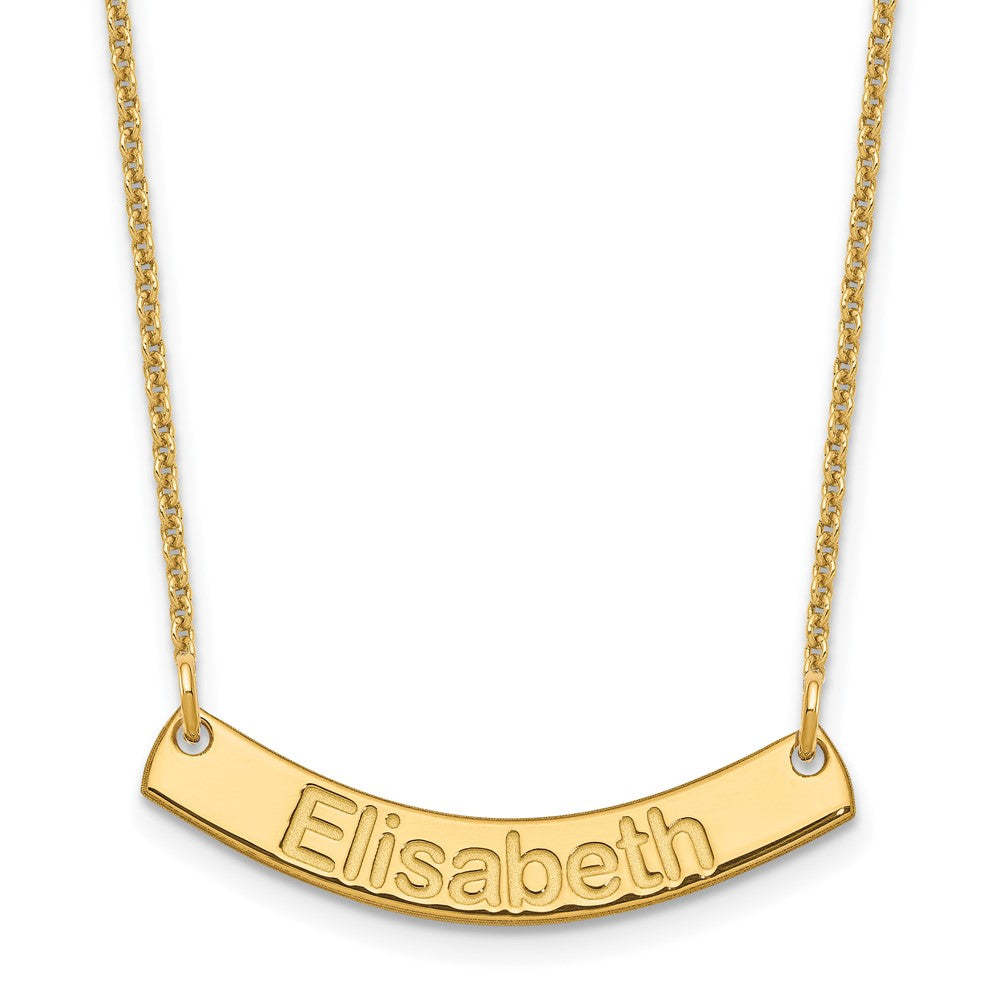 10k Yellow Gold Small ARIAL ROUNDED Curved Bar Necklace