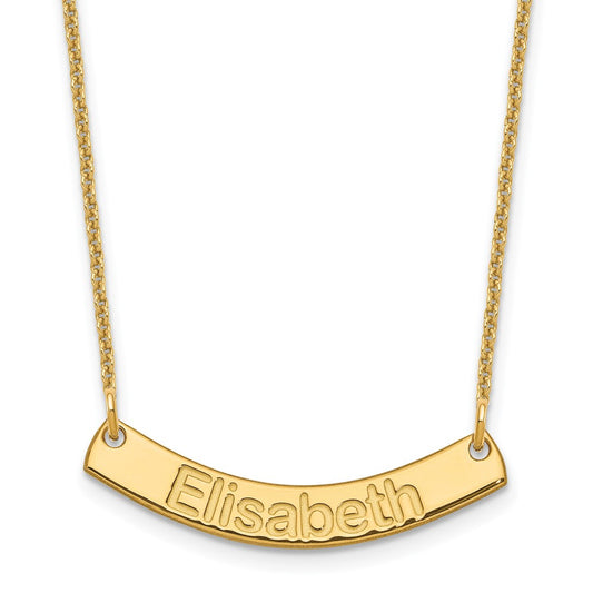 10k Yellow Gold Small ARIAL ROUNDED Curved Bar Necklace