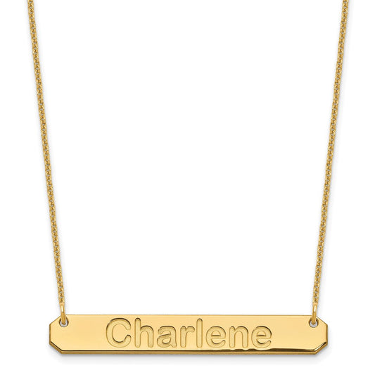 10k Yellow Gold Medium ARIAL ROUNDED Bar Necklace