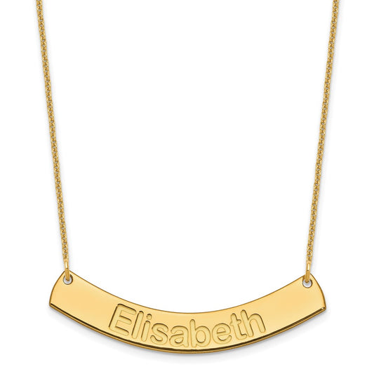 10k Yellow Gold Medium ARIAL ROUNDED Curved Bar Necklace