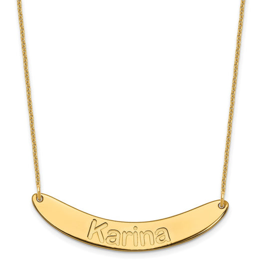 10k Yellow Gold Medium ARIAL ROUNDED Curved Bar Necklace
