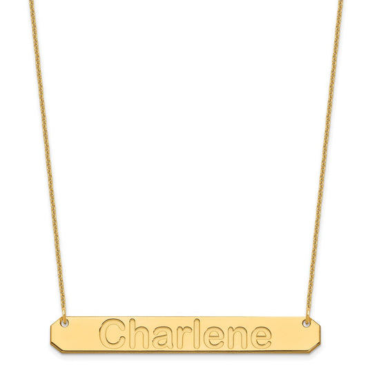 10k Yellow Gold Large ARIAL ROUNDED Bar Necklace