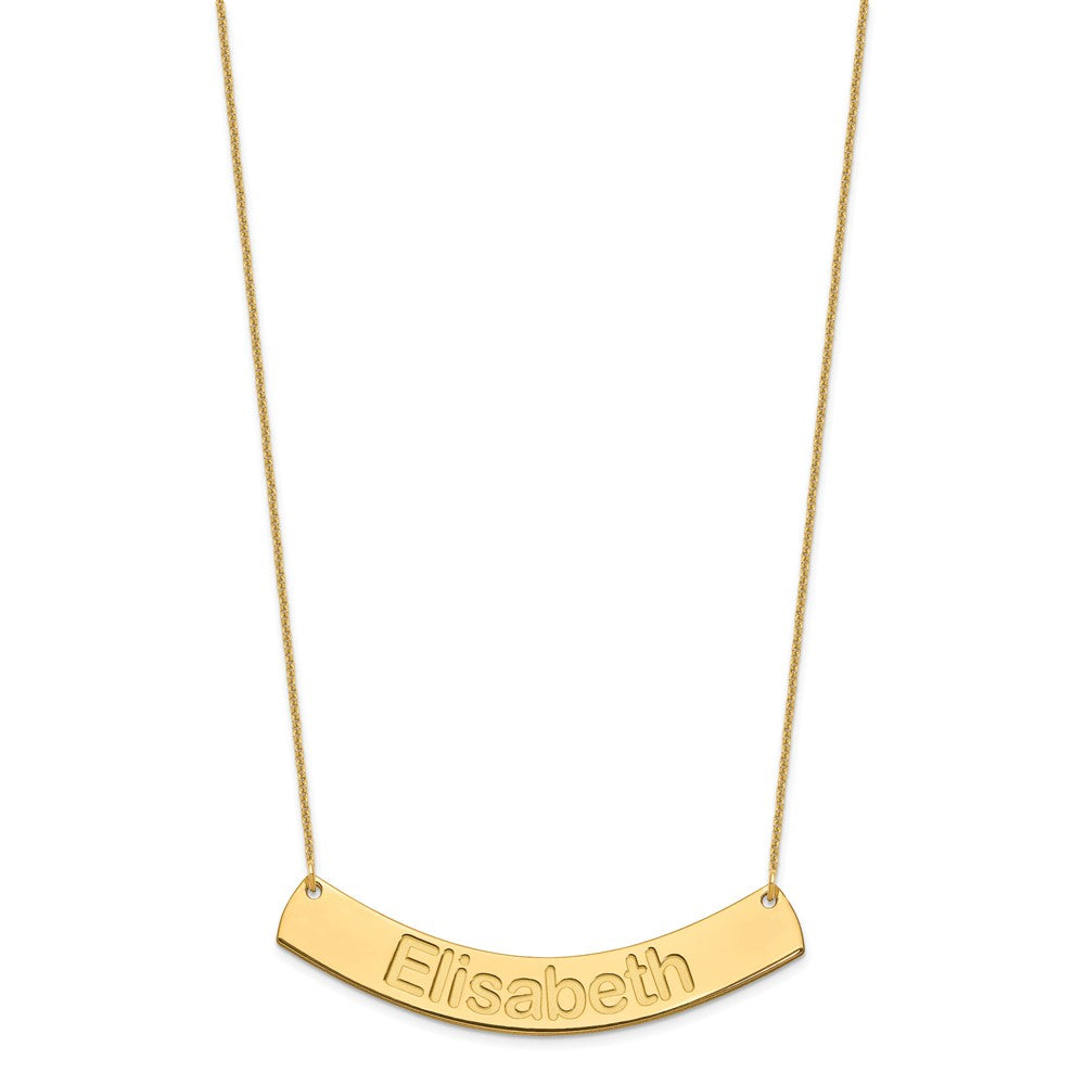 10k Yellow Gold Large ARIAL ROUNDED Curved Bar Necklace