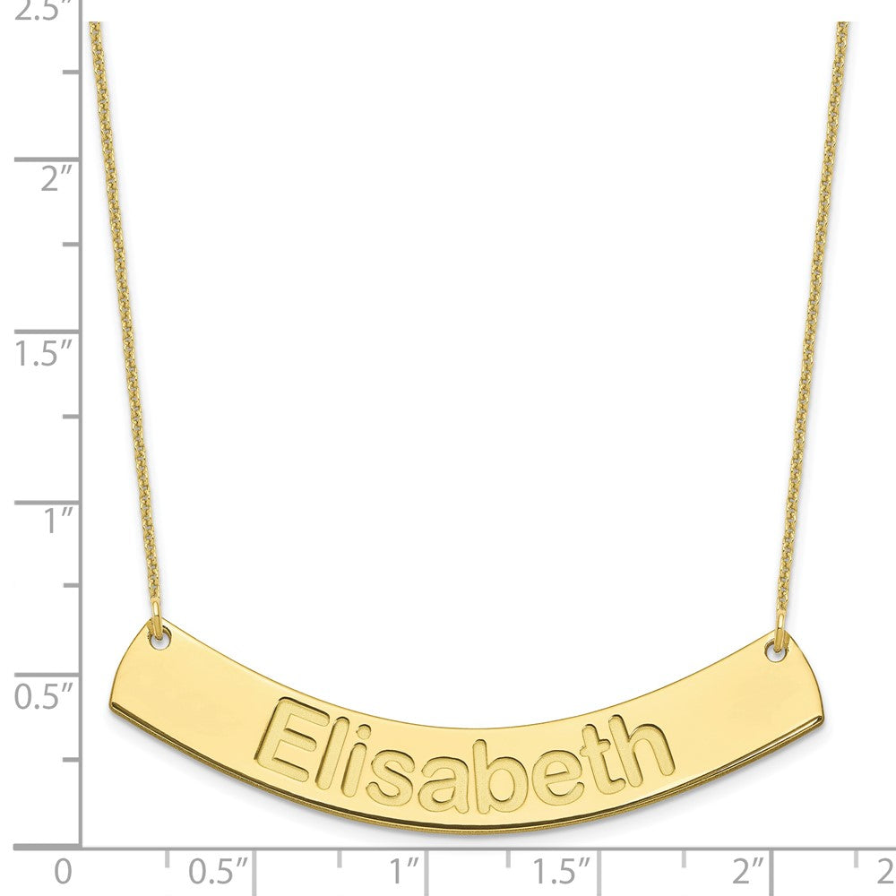 10k Yellow Gold Large ARIAL ROUNDED Curved Bar Necklace